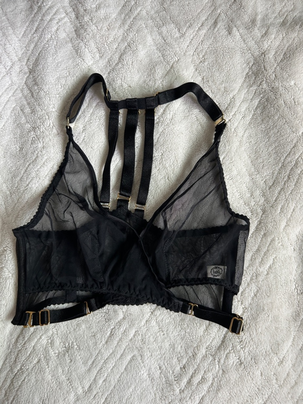 Bordelle. ART DECO MESH WRAP BRA BLACK in Small - Picture 4 of 9